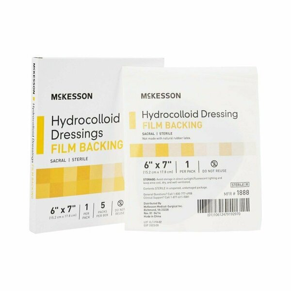 Mckesson Hydrocolloid Dressing, 6 x 7 Inch Sacral, 80PK 1888